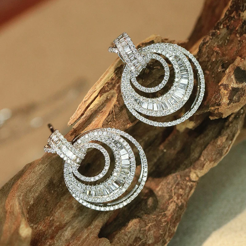 Aazuo 18K White Gold Yellow Gold Diamond Jewelry Set - Round Necklace Earrings For Women And Girls Perfect for Special Occasions view 3