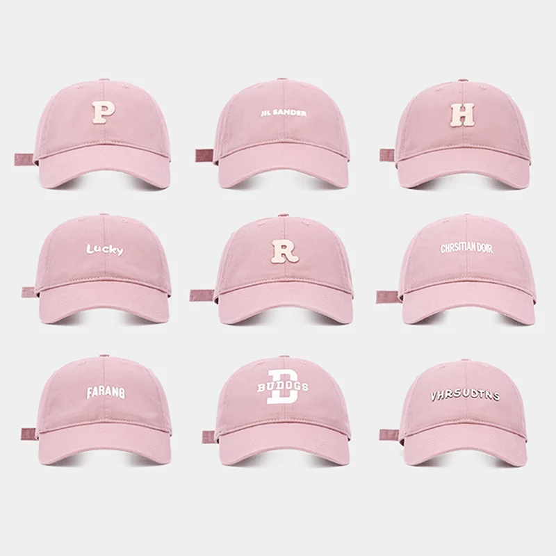 New Pink Sweet Cute Women\'s Fashion Autumn Winter Versatile Baseball Cap Embroidered Patch Sanded Outdoor Warm Deep Cap