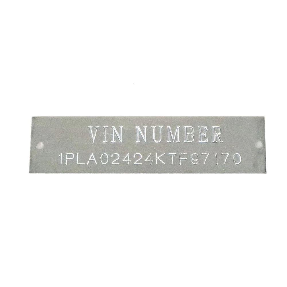 Serial Data VIN ID Plate Stamped Model Number TAG HIN Hull Vehicle Truck Boat