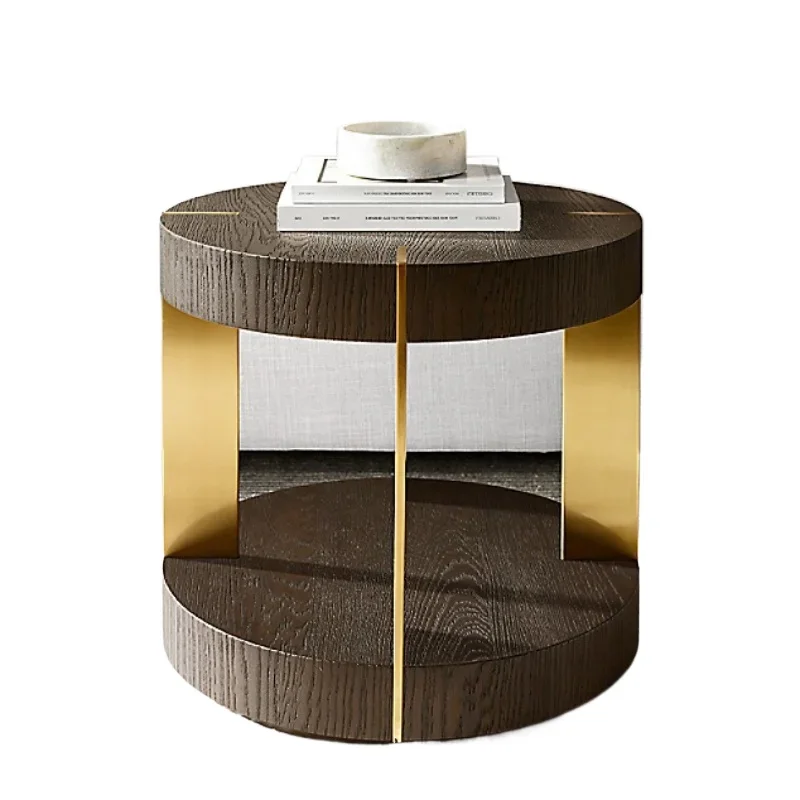 

American light luxury solid wood metal edge few simple modern living room designer sofa side table villa model room furniture