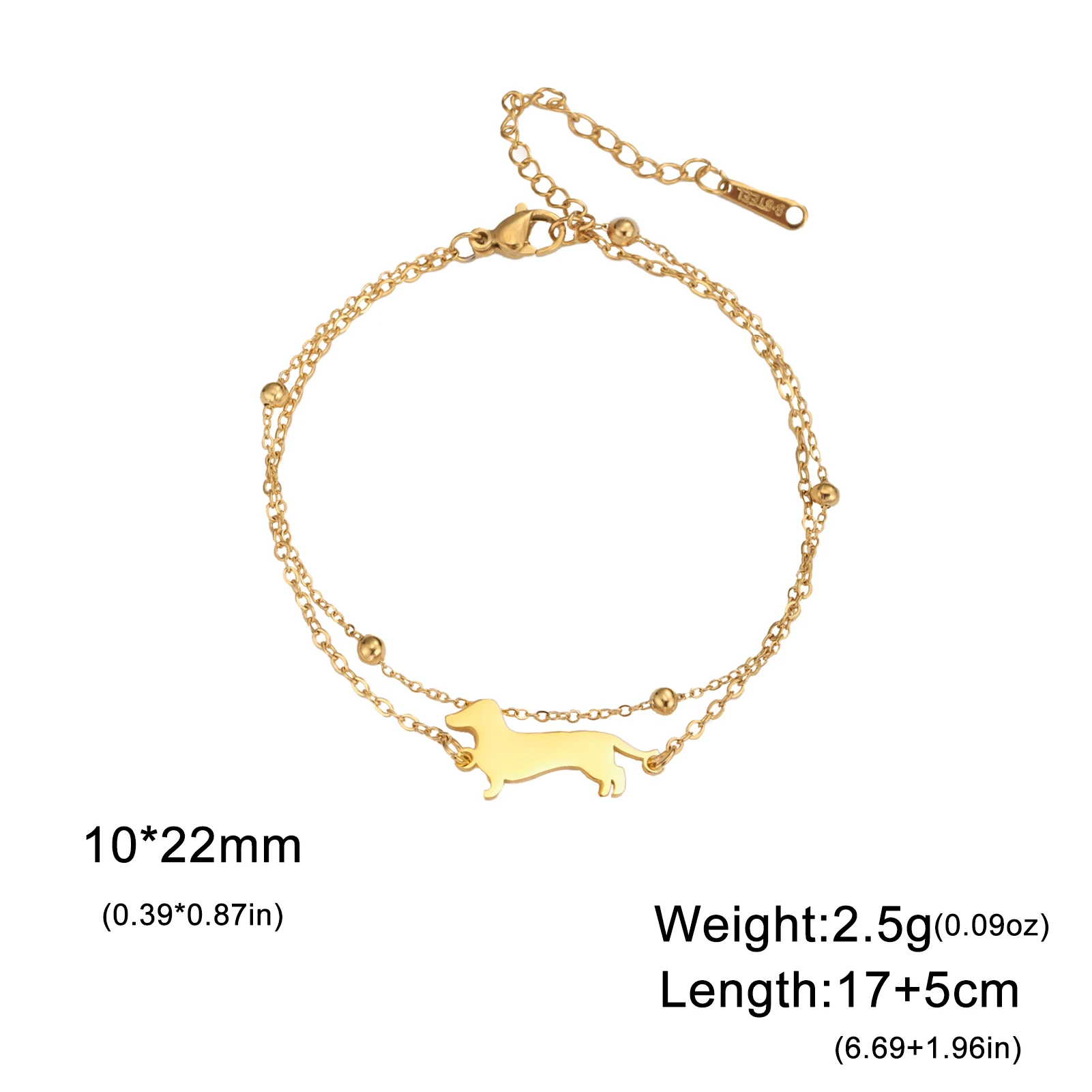 Cute Dachshund Dog Stainless Steel Bracelet
