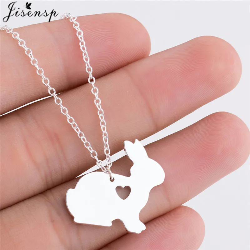 Fashion Stainless Steel Rabbit Necklaces Pendants for Women Bridesmaid Collares Cute Bunny Necklace Easter Jewelry Birthday Gift