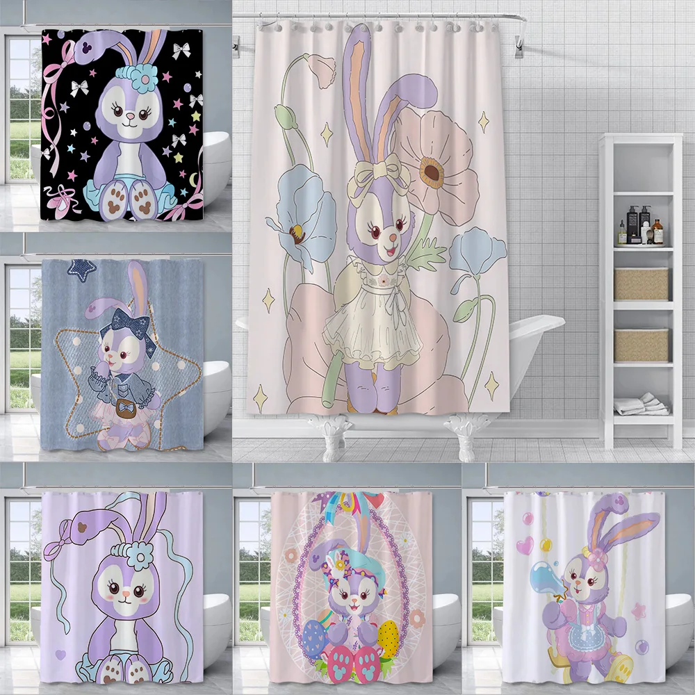 

Hot Cute S-StellaLou Cartoon Shower Curtain Waterproof Polyester Fabric Paint Colorful Bath Curtains Curtain With Hook