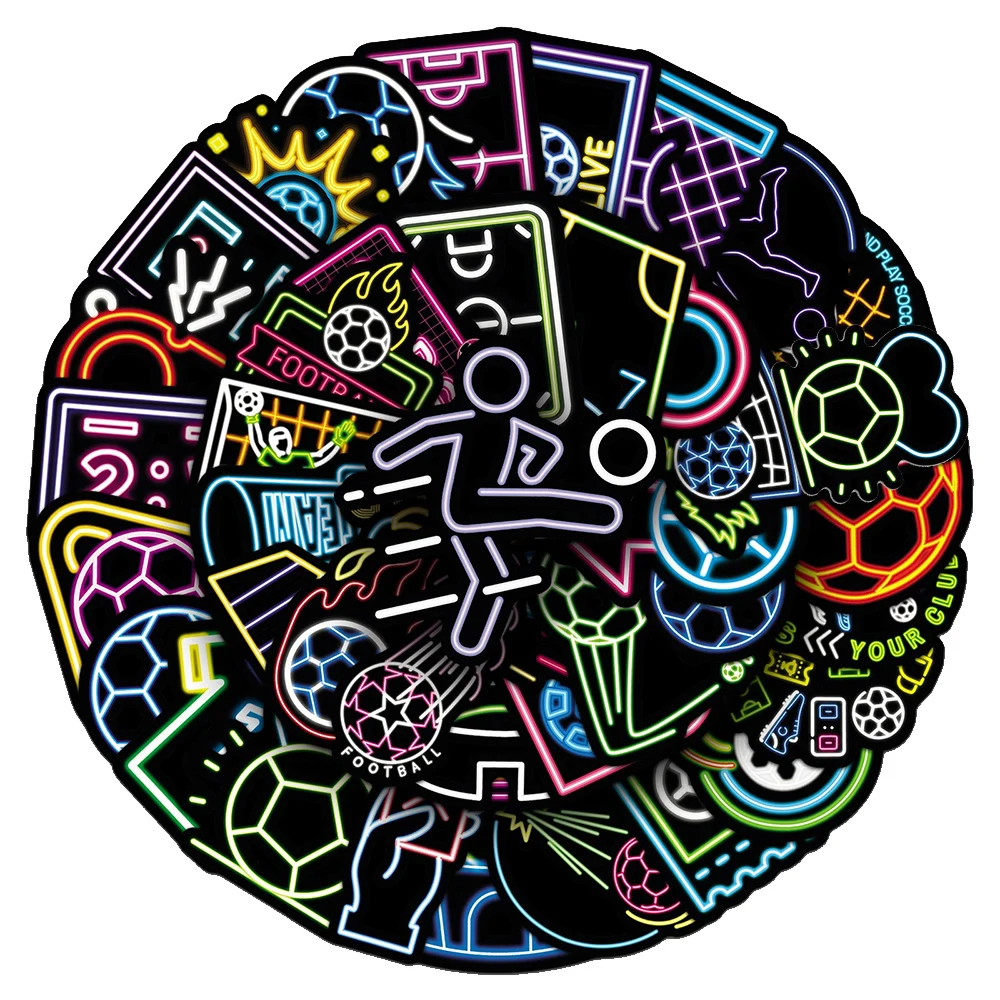 

10/30/50pcs Cartoon Cute Neon Football Stickers Funny Graffiti Decals DIY Stationery Phone Luggage Waterproof Decoration Sticker