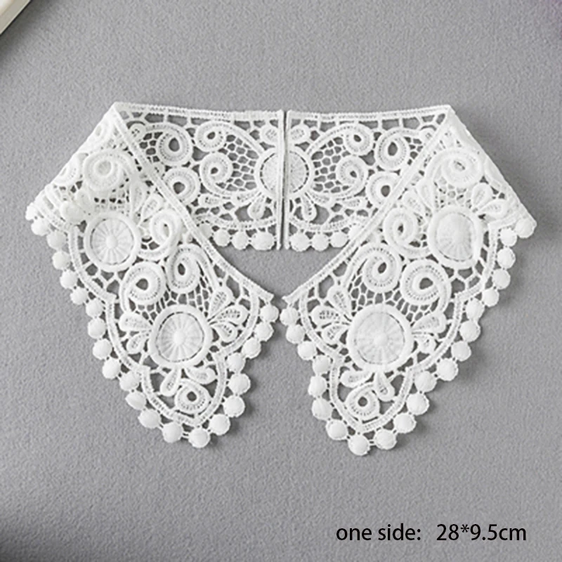 1 Pair Black White Versatile Lace DIY With Fake Collars Embroidery Patches Fabric  For Clothing Sewing Accessories Repair