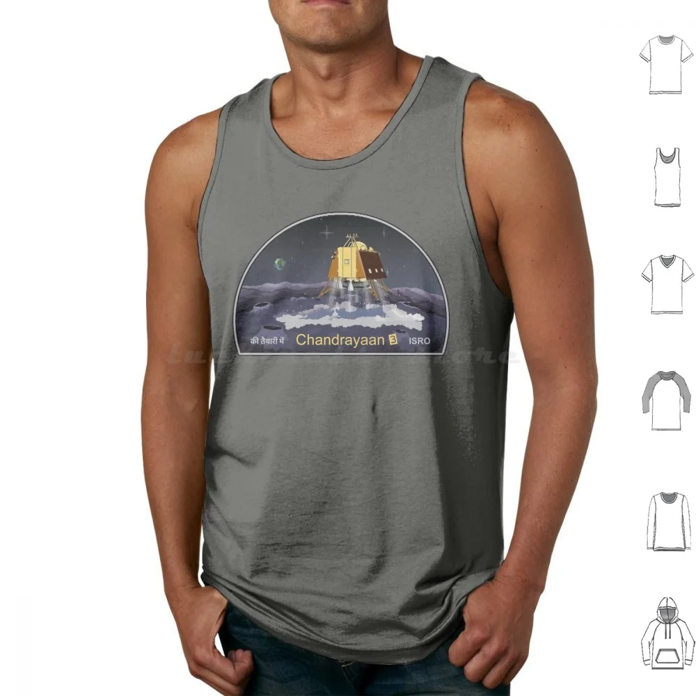Chandrayaan-3 Lunar Lander & Rover Mission Logo Tank Tops Vest Sleeveless Logo Patch Insignia Emblem Chandrayaan 3 Chandrayaan
