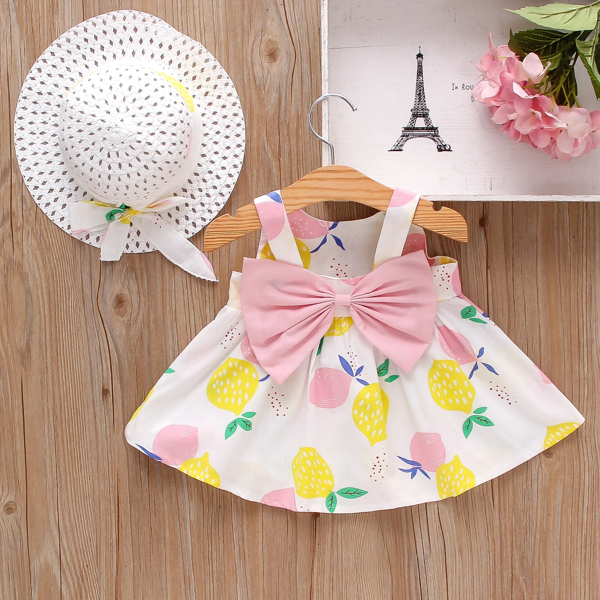 

Promotional Girls' Dress with Halter Bow Fruit Pattern A-line Dress Sweet Princess Dress Birthday Party Team Dress