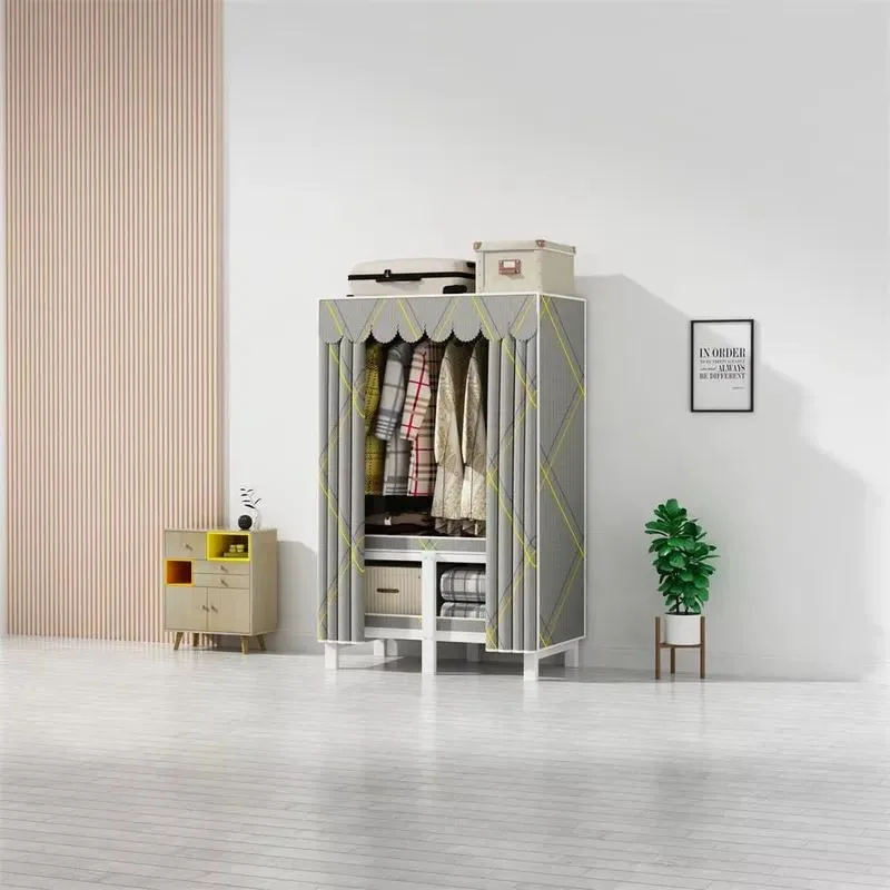 Folding Wardrobe Easy Install Cloth Closet Reinforced Thick Steel Pipe Full Metal Frame Household Storage Organizer Hanger