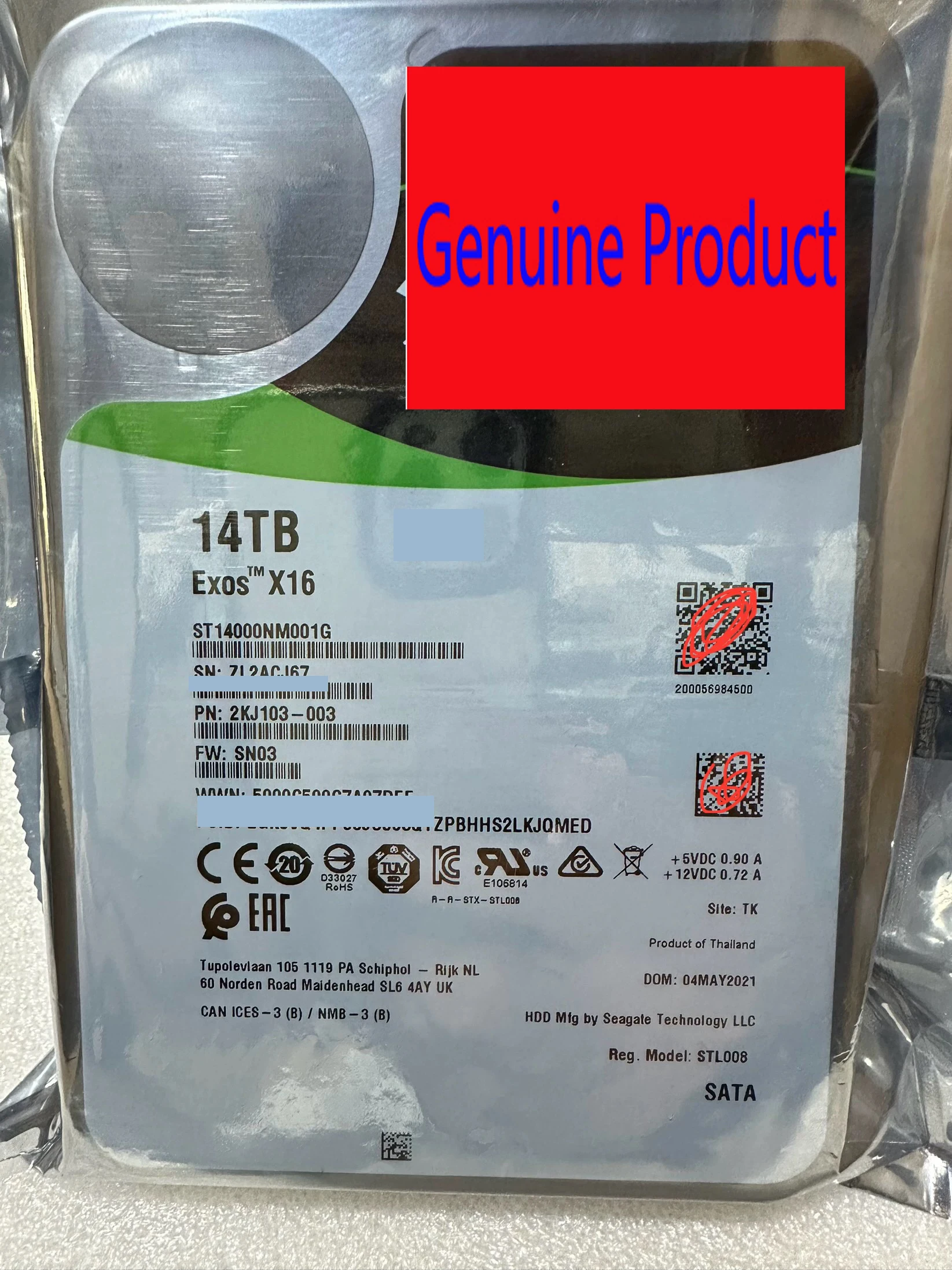 

NEW EXOS X16 14TB 256MB 7200rpm 3.5" SATA 6Gb/s Hard Drive - ST14000NM001G