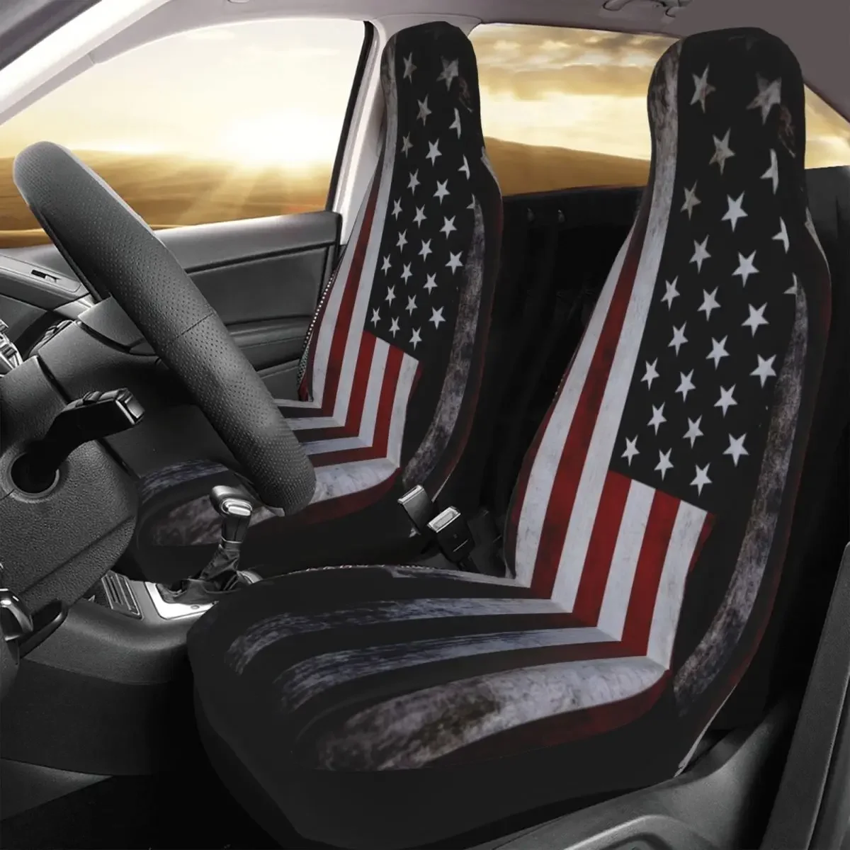 America Car Seat Cover Custom Printing Universal Front Protector Accessories Cushion Set