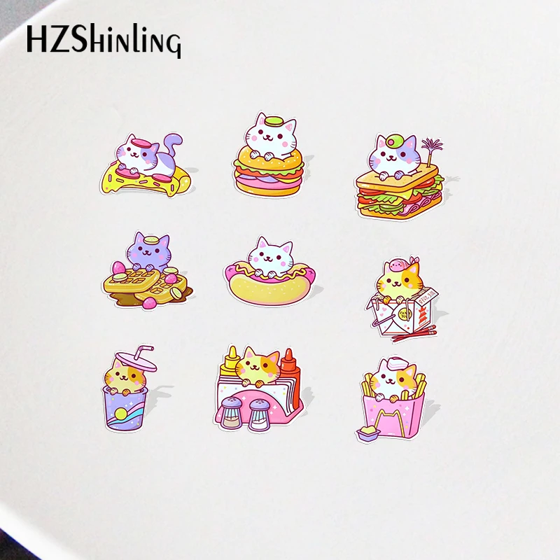 الغذاء الخبز برغر البطاطس المقلية الكرتون نمط أنيمي الاكريليك التلبيب دبابيس راتنج أكريليك الايبوكسي