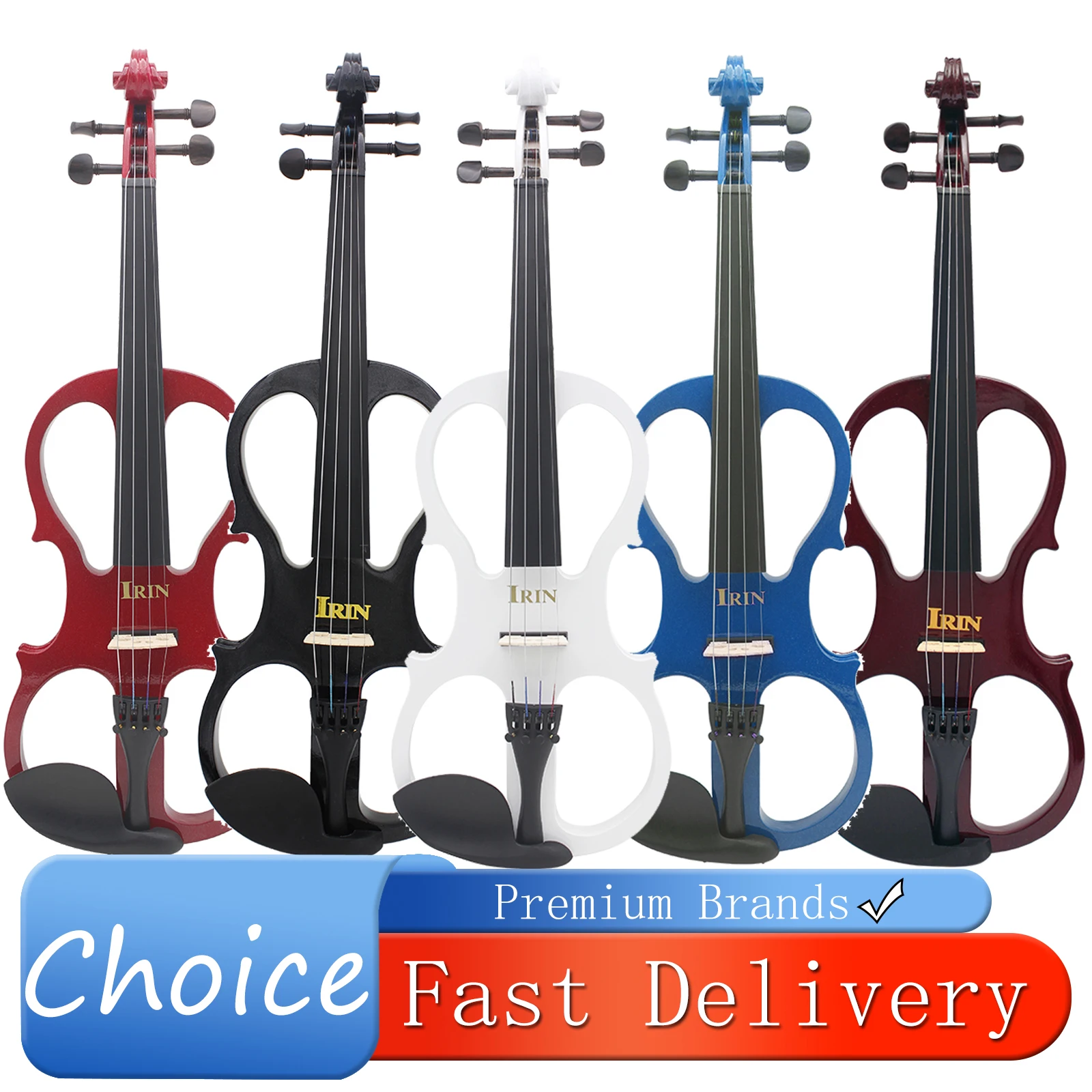 IRIN 4/4 Electric Violin AU-03 Fiddle Student Beginners Solid Violin Starter Kit Stringed Instrument Case Bow Audio Cable