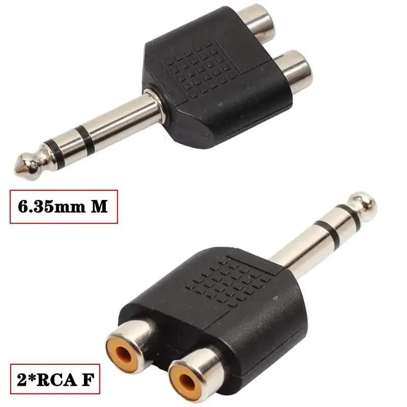 6.35mm 1/2 Audio Adapter 6.35 To Dual AV Two Lotus RCA Hole 3.5/RCA Male To 2 * 6.35 Female Amplifier Speaker Microphone Adapter