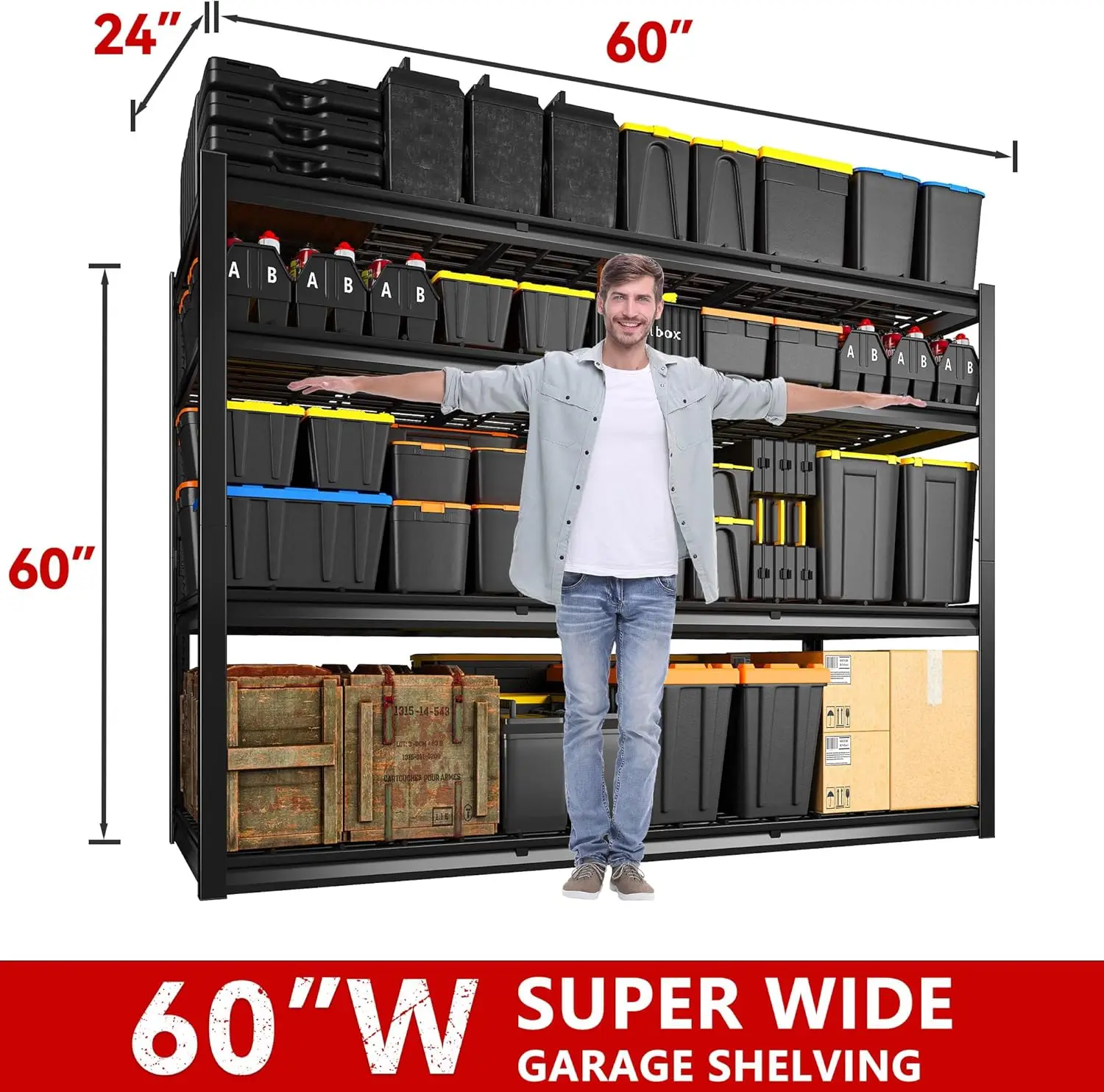 Storage Shelves 2500LBS Adjustable 4-Tier Heavy Duty Metal Shelving for Storage Commercial Shelving Unit Industrial Shelf