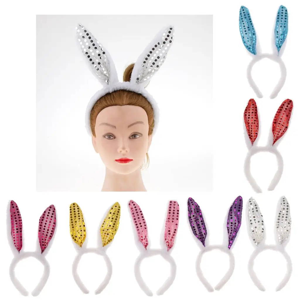 Симпатичная гибкая повязка на голову с блестками, повязка на голову с ушками, аксессуары для волос