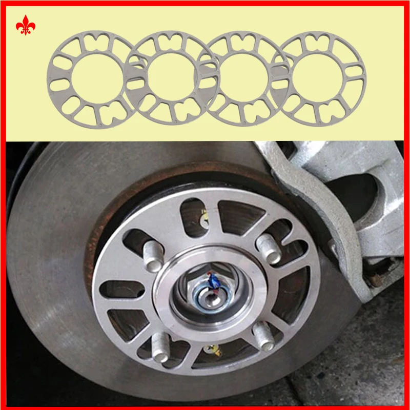 Universal car tire gasket, adapter gasket plate, 1 set = 4 pieces for 4-5 hole 6 hole aluminum alloy flange gasket car wheel hub