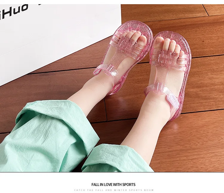 2026 Neue Mädchen Glitzer-Jelly-PVC-Sandalen für Kleinkinder mit Schnallenverschluss, Retro-Geflecht und Cut-Outs, Sommer-Strandschuhe – Detail 28