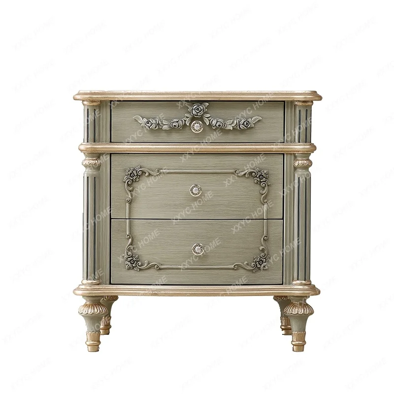 

LHigh-end solid wood bedside table neoclassical small locker luxury
