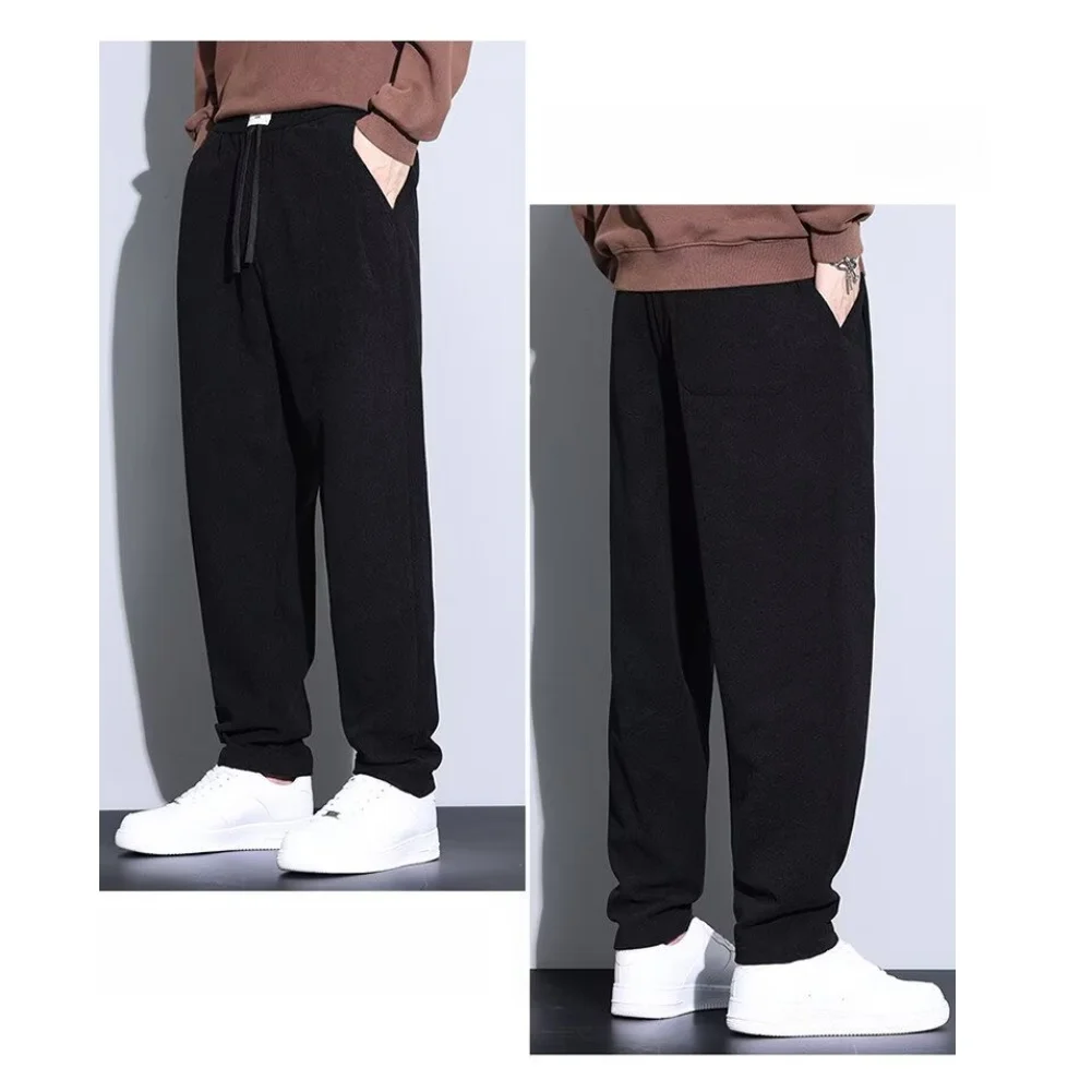 Men's Korean Style Straight Leg Casual Trousers Polyester Loose for Fit Sports Pants for Spring Summer Autumn Winter Full Length