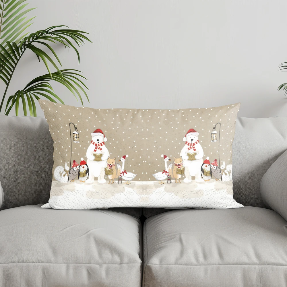 ديكور المنزل عيد الميلاد إكليل البيت المخدة مناسبة ل أريكة غرفة نوم سيارة وسادة غطاء وسادة وسادة الظهر مستطيلة #4