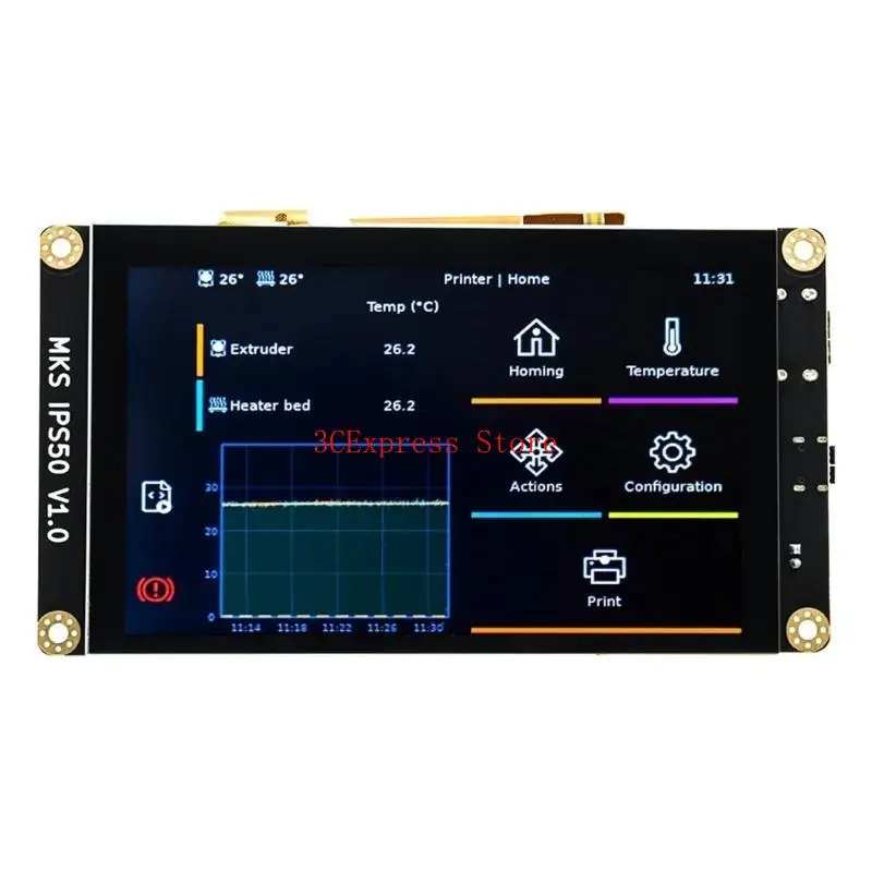 MKS IPS50 5INCH TFT شاشة عرض شاشة USB TYPE C PRINTER PRINTERS LCD شاشة 800X480 DC12-24V منفذ تزويد الطاقة