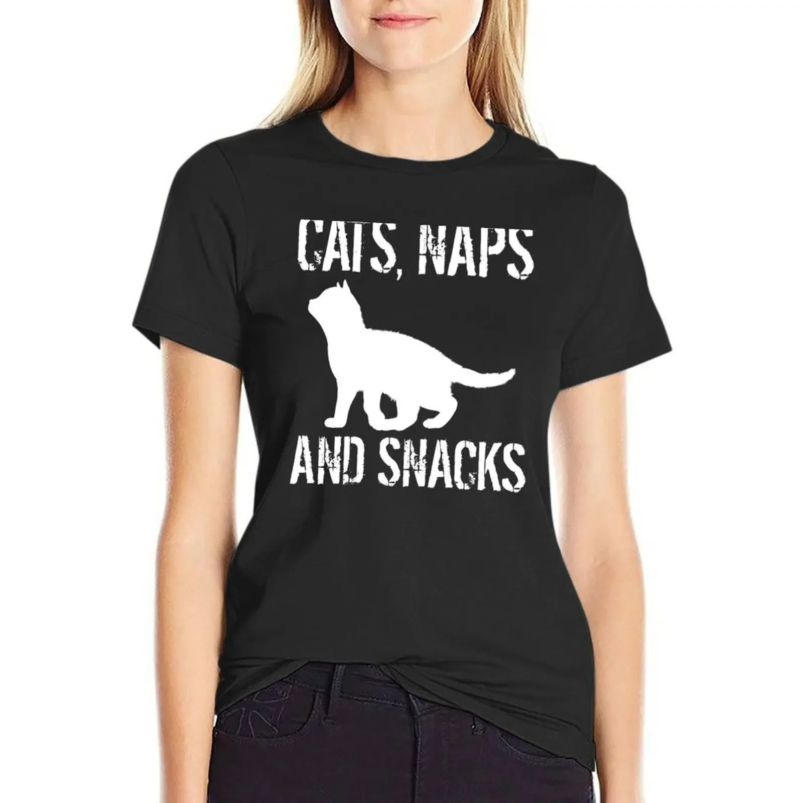 Cats Naps And Snacks T-shirt tees tops t-shirt dress for Women graphic