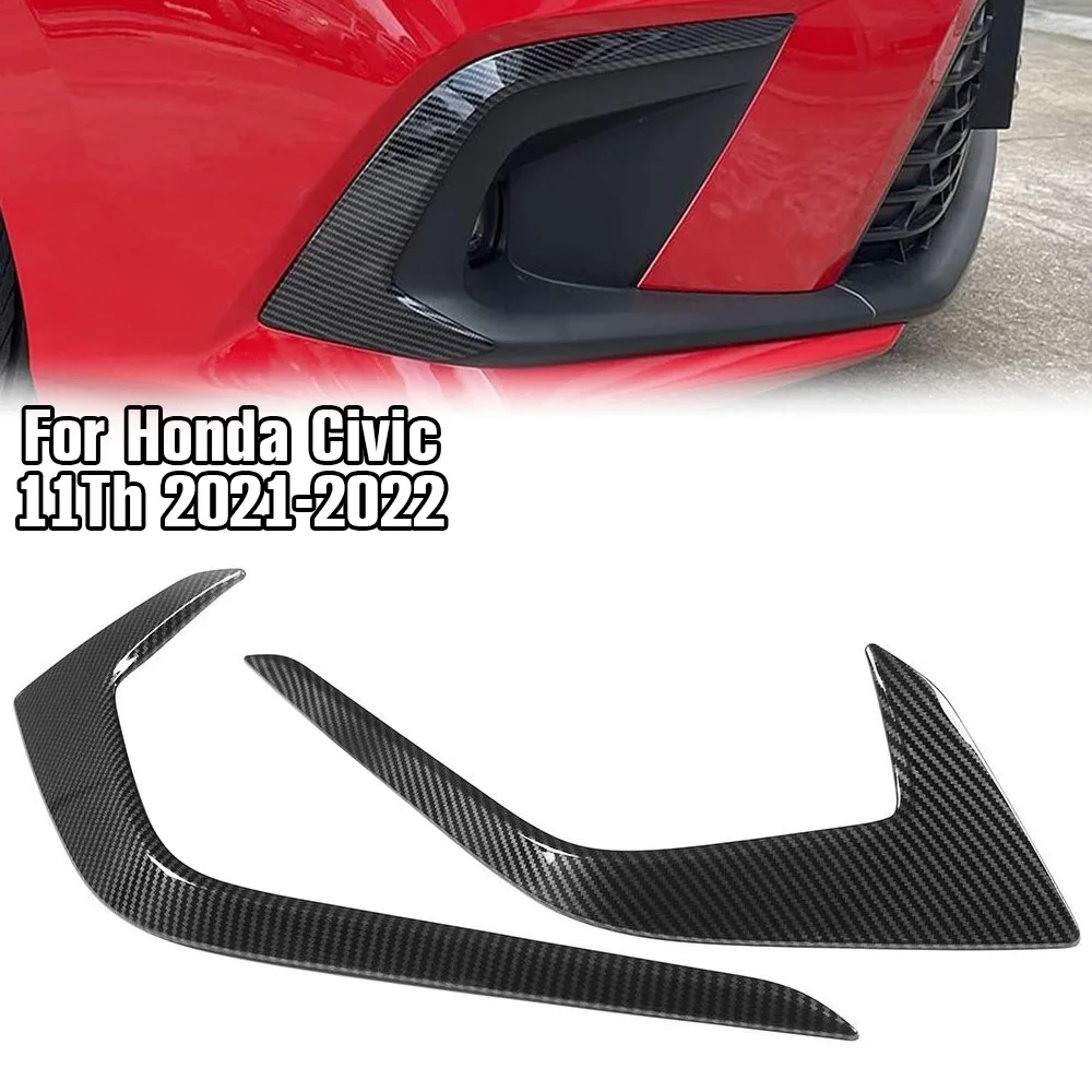 Auto Front Bumper Fog Lamp Eyebrow Cover Trim ABS Car Wind Knife Exterior Modification Sticker For Honda Civic 11Th 2021-2022