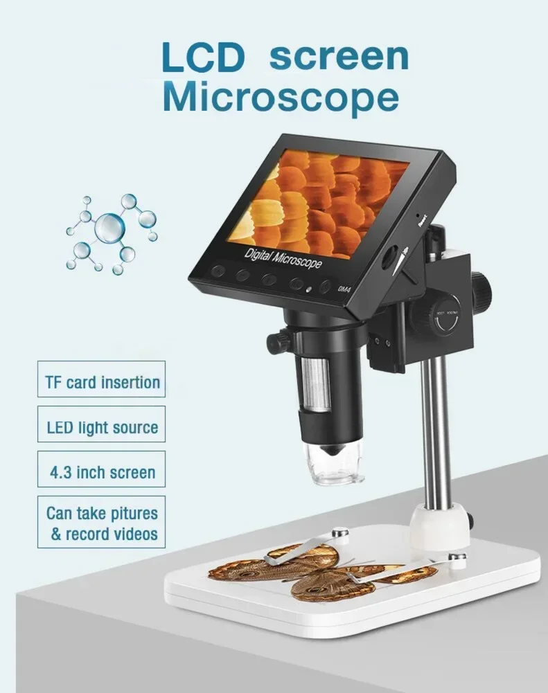 4.3 1000x inch lcd hd screen industrial electron digital microscope 1000x digital para electronica usb microscopio