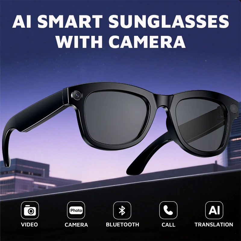 

AI Smart Bluetooth Glasses Men Women Camera Video Translation Music Touch Sunglass Outdoor Sport Cycling Anti Blue Light Shades