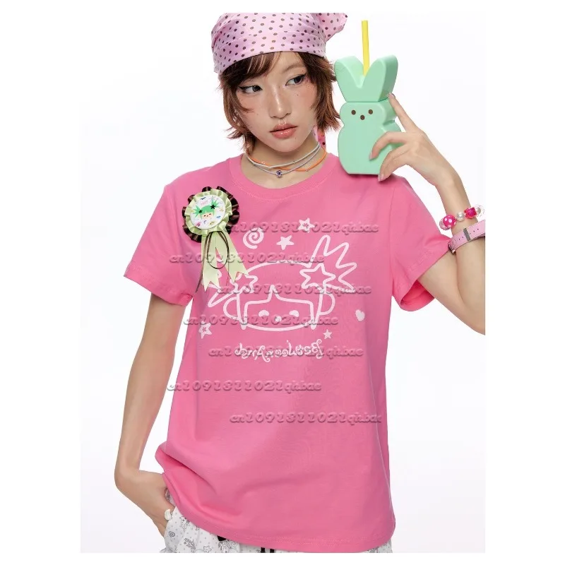 

Летняя свободная женская футболка с короткими рукавами и 3D-принтом, универсальный дизайн, дышащий, быстросохнущий топ, модный