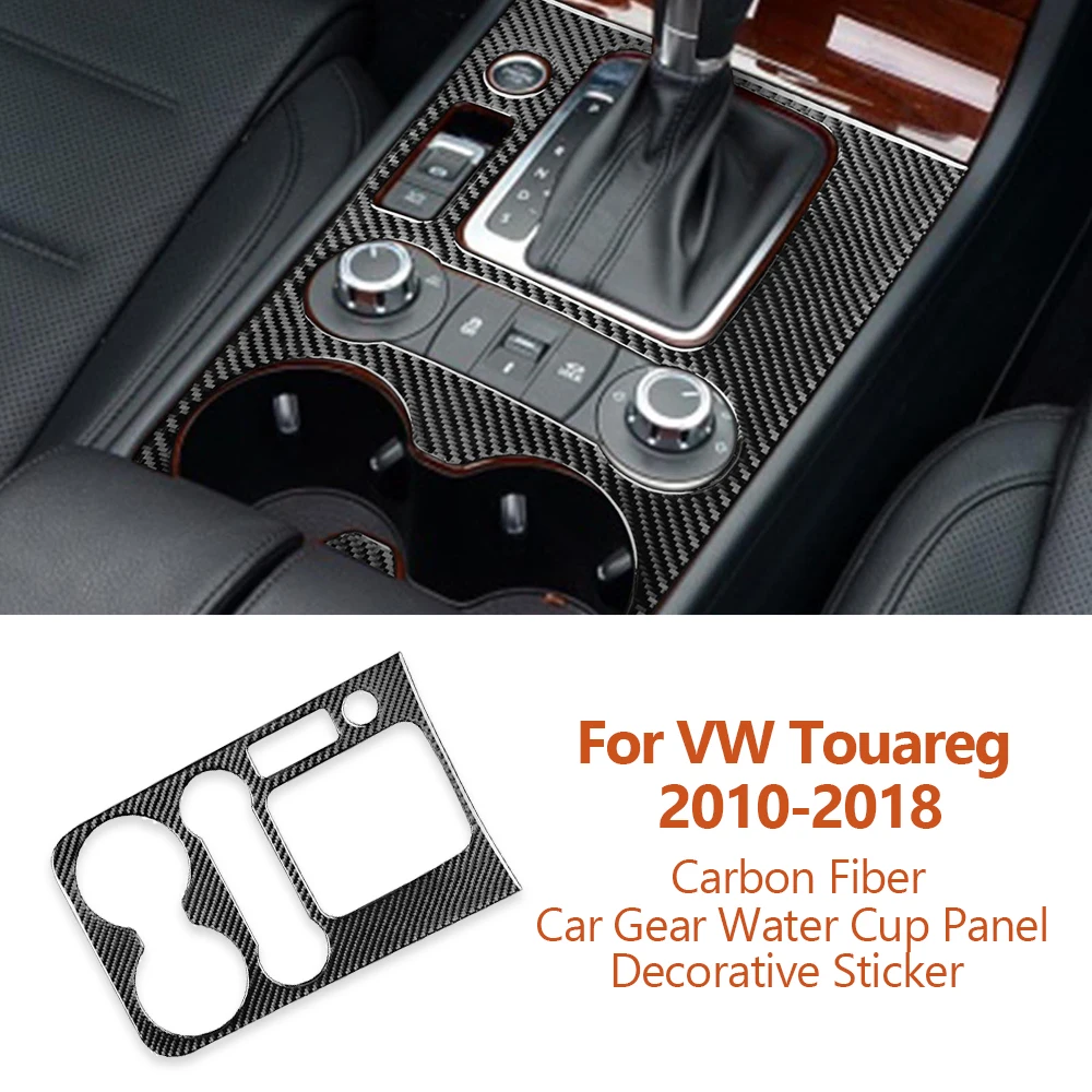 

For Volkswagen VW Touareg 2010-2018 Carbon Fiber Car Gear Water Cup Panel Frame Decorative Stickers Auto Interior Accesorios