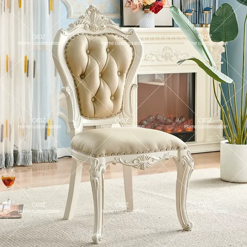 Solid Wood Chair Modern Minimalist Upholstered Desk Chair Princess Style Hotel Household Computer Dining Room European