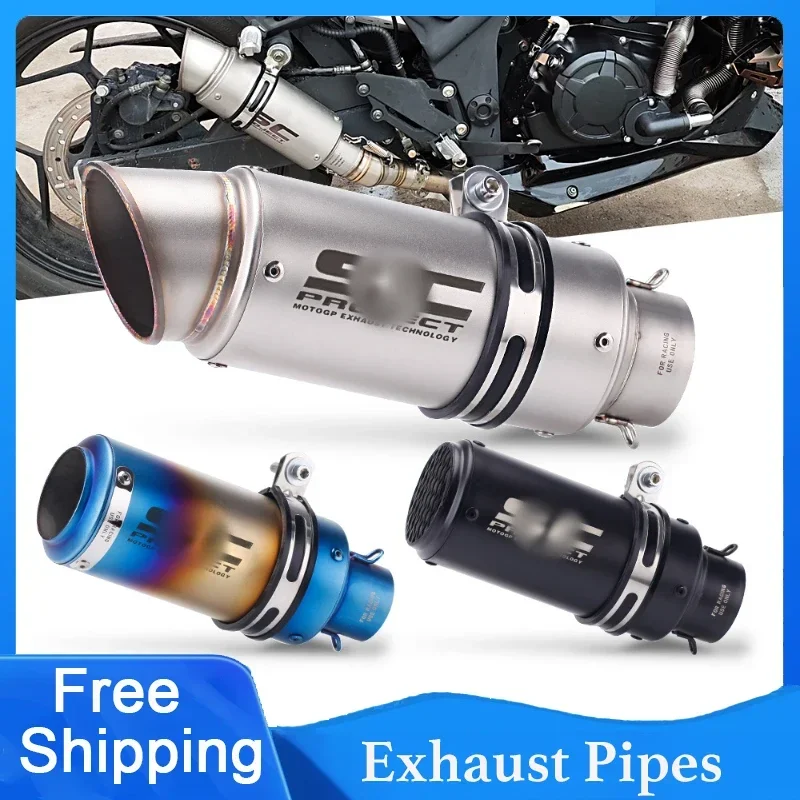 

60mm Universal SC Motorcycle Exhaust Pipes Muffler Silencer Steel With DB Killer For Kawasaki Yamaha R3 R25 CBR600 S1000RR MT09