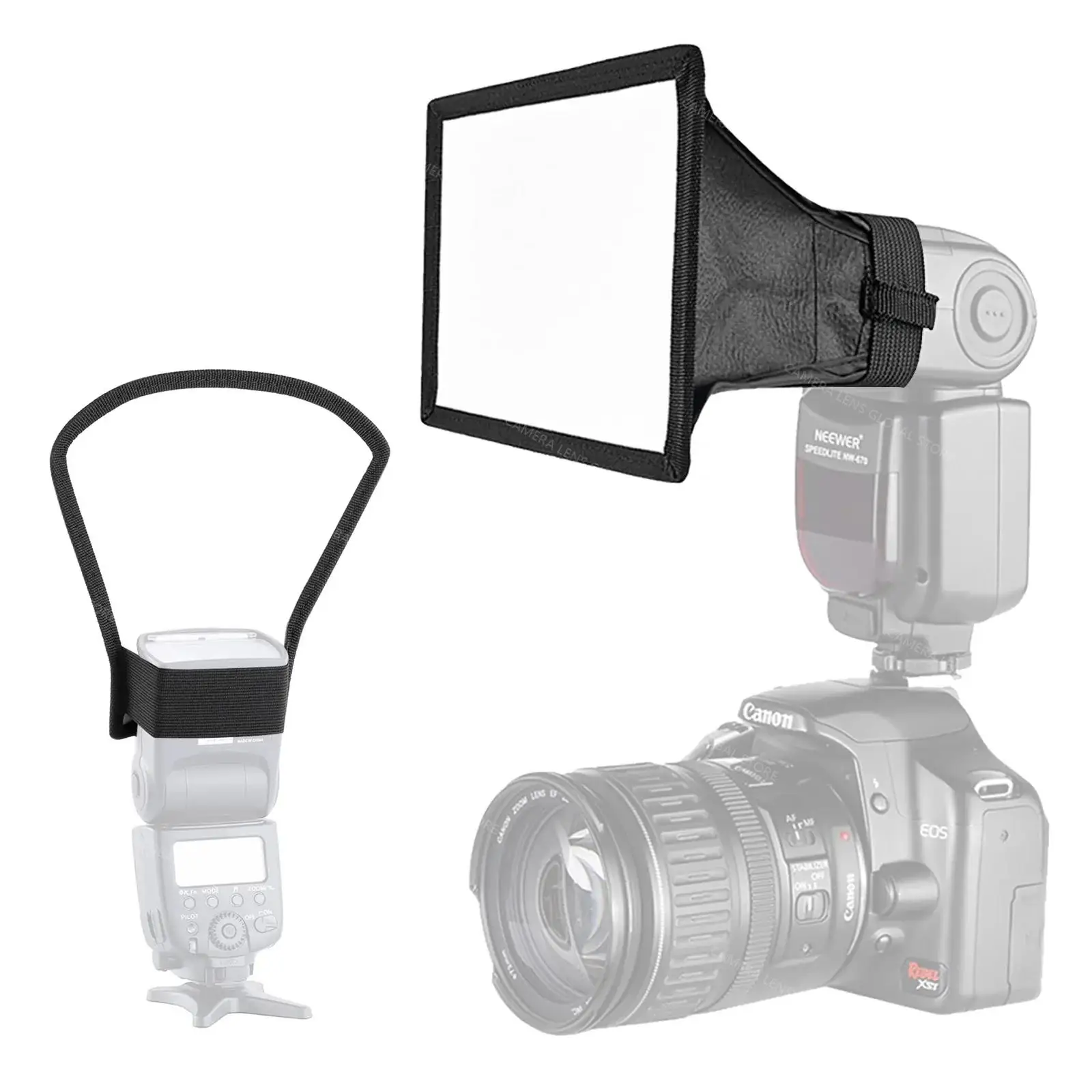 NEEWER Speedlite Flash Softbox and Reflector Diffuser Kit Fold-flat construction and ultra-compact design