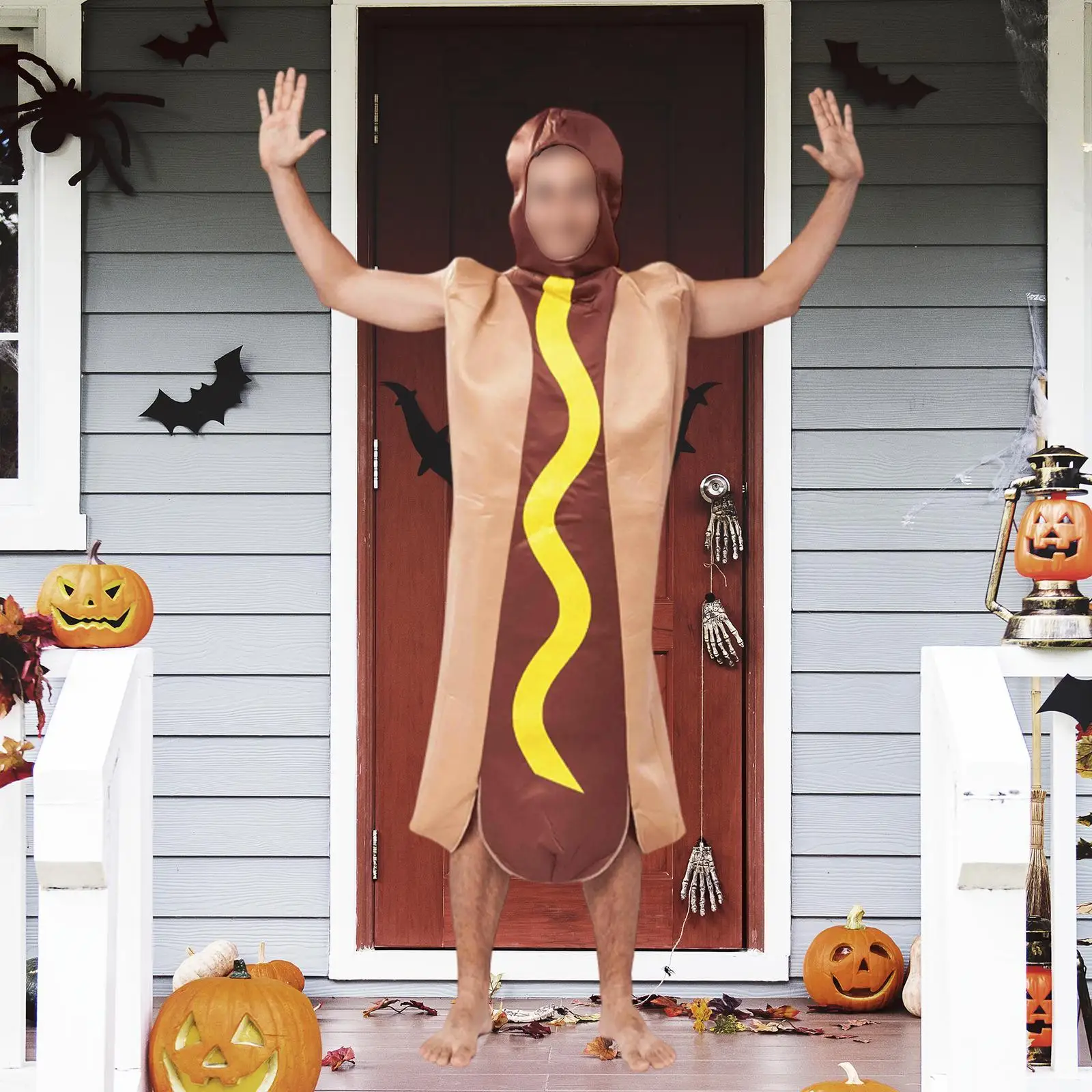 

Halloween Hot Dog Costume Comfortable Dress up Funny Food Hotdog for Role Playing Stage Performance Festival Masquerade Favor