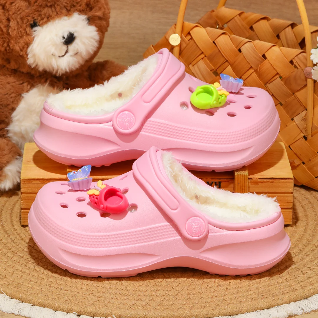 Kinder-Clogs und -Mules mit Fellfutter, leichte Garten-Schuhe mit Baumwollfutter, warme Hausschuhe für Jungen, Mädchen und Kleinkinder, 168. – Detail 12