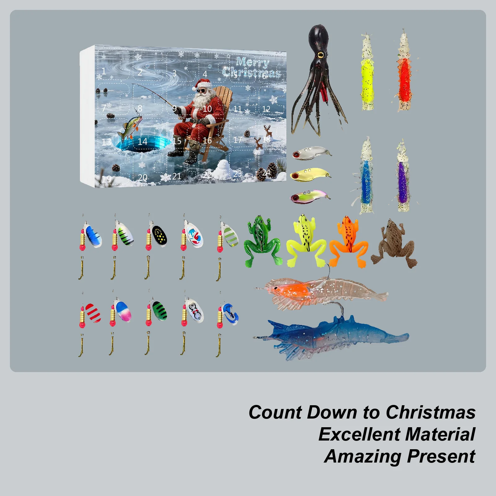 

Christmas Fishing Countdown Calendar 24 Days Advent Christmas Fishing Bait Set For Dad Boyfriend Teens Men Fishermen Lake Stream