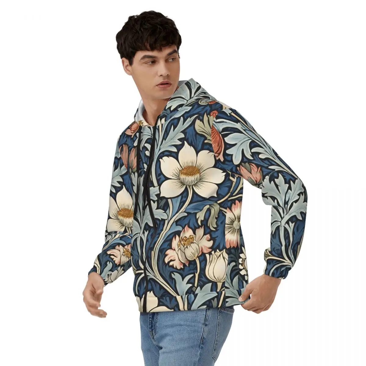 Framed William Morris Botanical Bliss Zipper Hoodies Harajuku Pullover Autumn Winter Men Women Sweatshirts Long Sleeve Tops