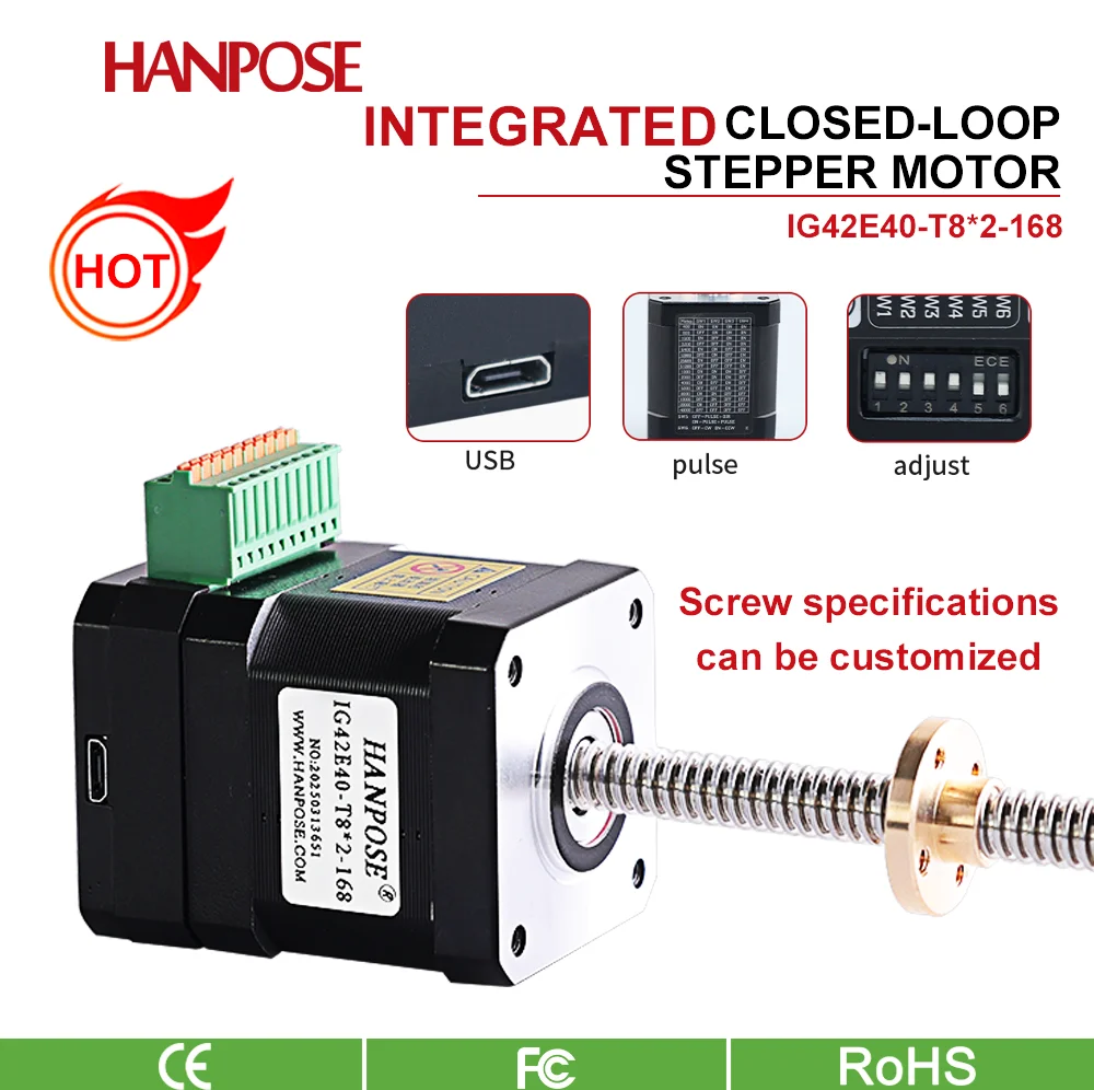 NEMA17 NEMA23 IG42E40-T8 closed-loop drive integrated trapezoidal screw motor Modbus RS485 communication TTL communication T8