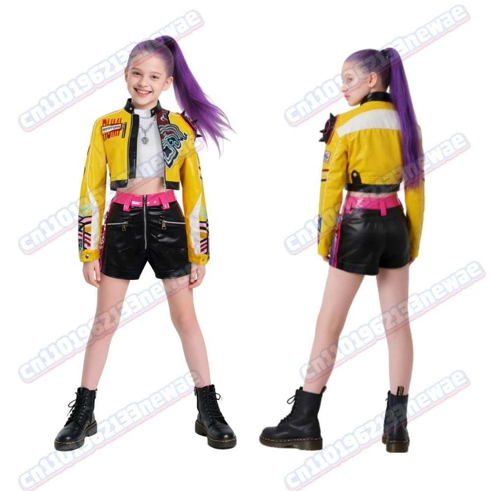 

Kids New Movie K-Pop Demon Hunters Cosplay Costume Rumi Top Pants Jacket Set Halloween Party Props Stage Show Accessories