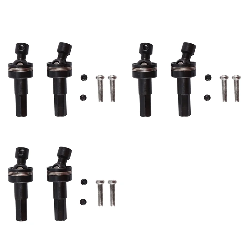 AS96-6Pcs 금속 프론트 액슬 유니버셜 CVD 드라이브 샤프트 5mm 육각 WPL C14 C24 B14 B24 B36 MN D90 MN99S RC 자동차 업그레이드 부품