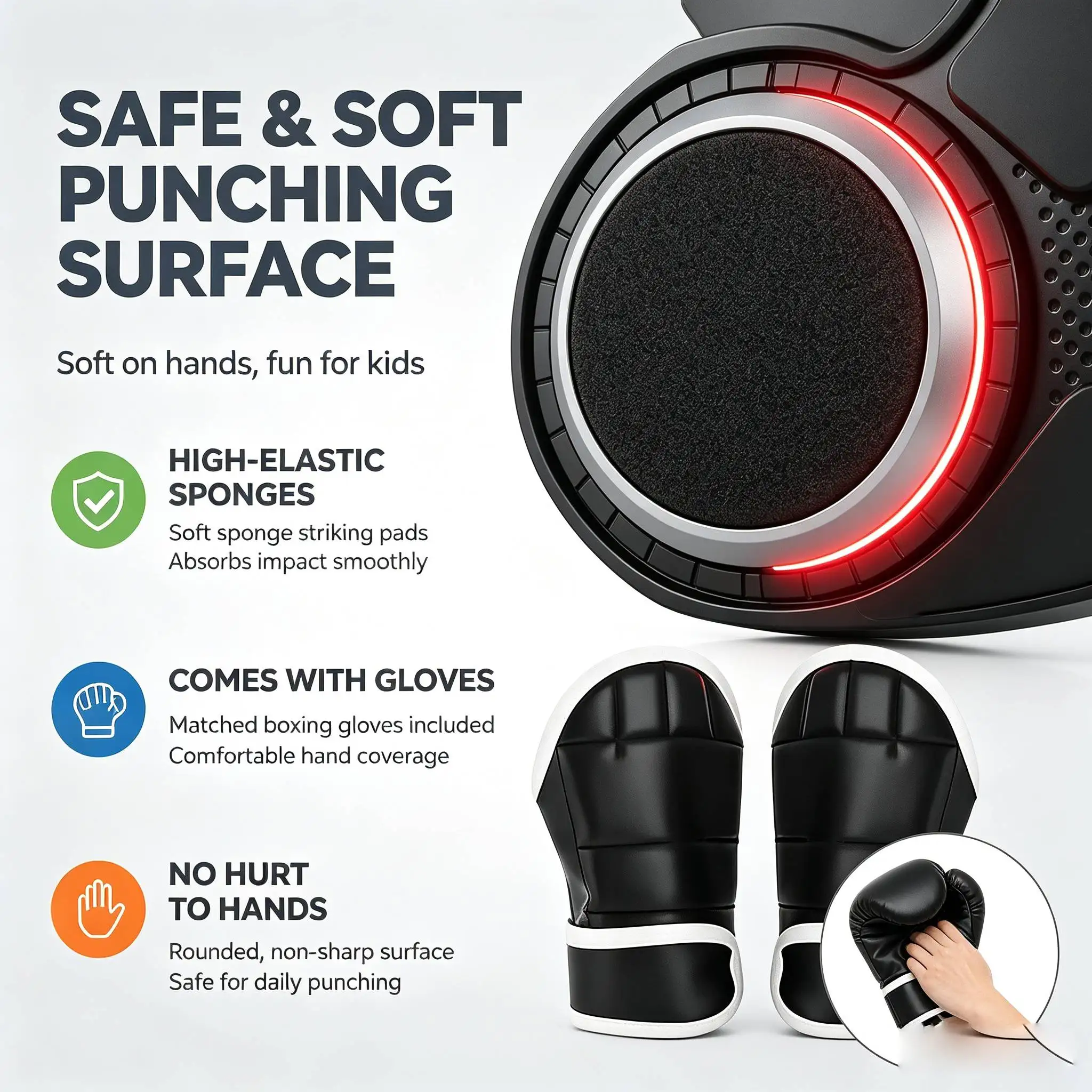 Music punching machine, upgraded material boxing board, glove wearing boxing training mat, suitable for boys and girls ﻿