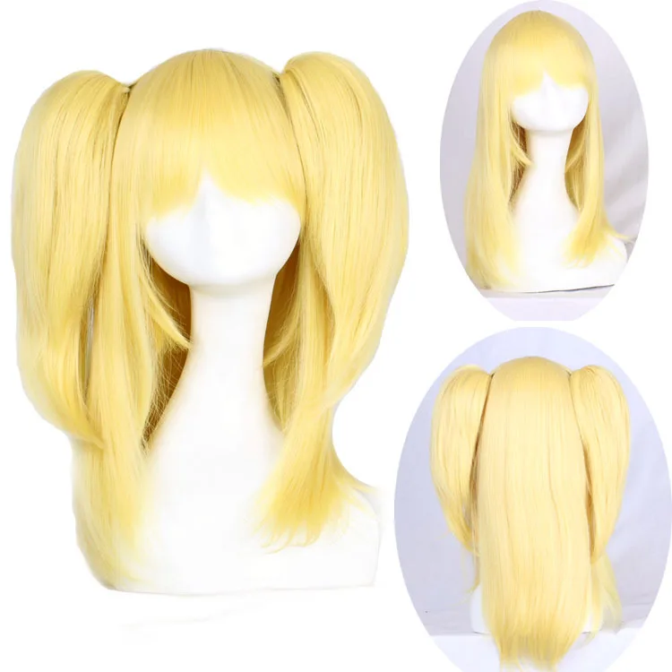 

Sixty Cm Synthetic Twin Ponytail Cosplay Wig for Anime Character Inspired Golden Color with Clips, Scalp Top, Fashion Party