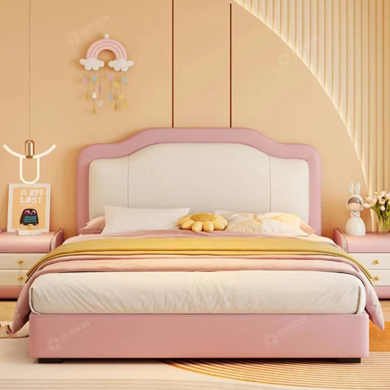 

wood Storage Princess Double Bed Napa Leather Minimalist Small Double Bed Nordic Elegant letto matrimoniale bedroom Furniture