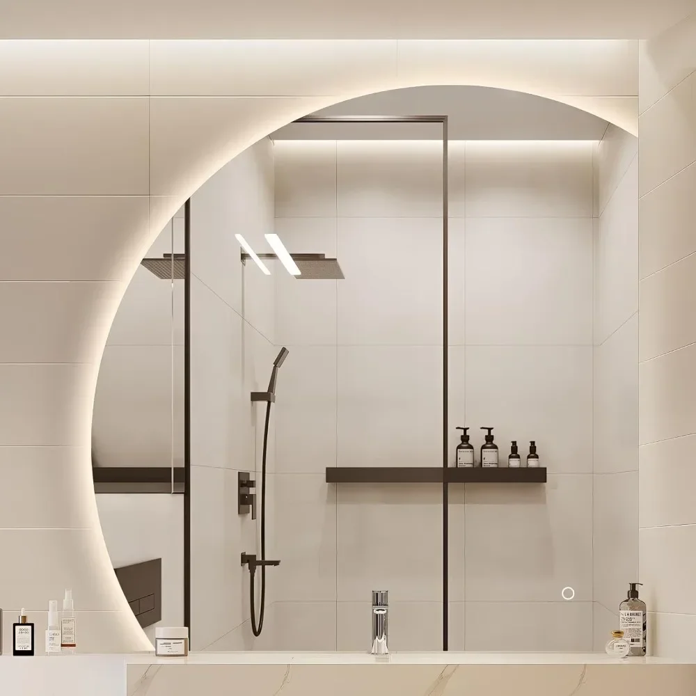

Minimalist Smart Mirror Semicircl Backlit Frameless Half Moon Led Vanity Mirror with Lights Dimmable Anti-Fog for Bathroom