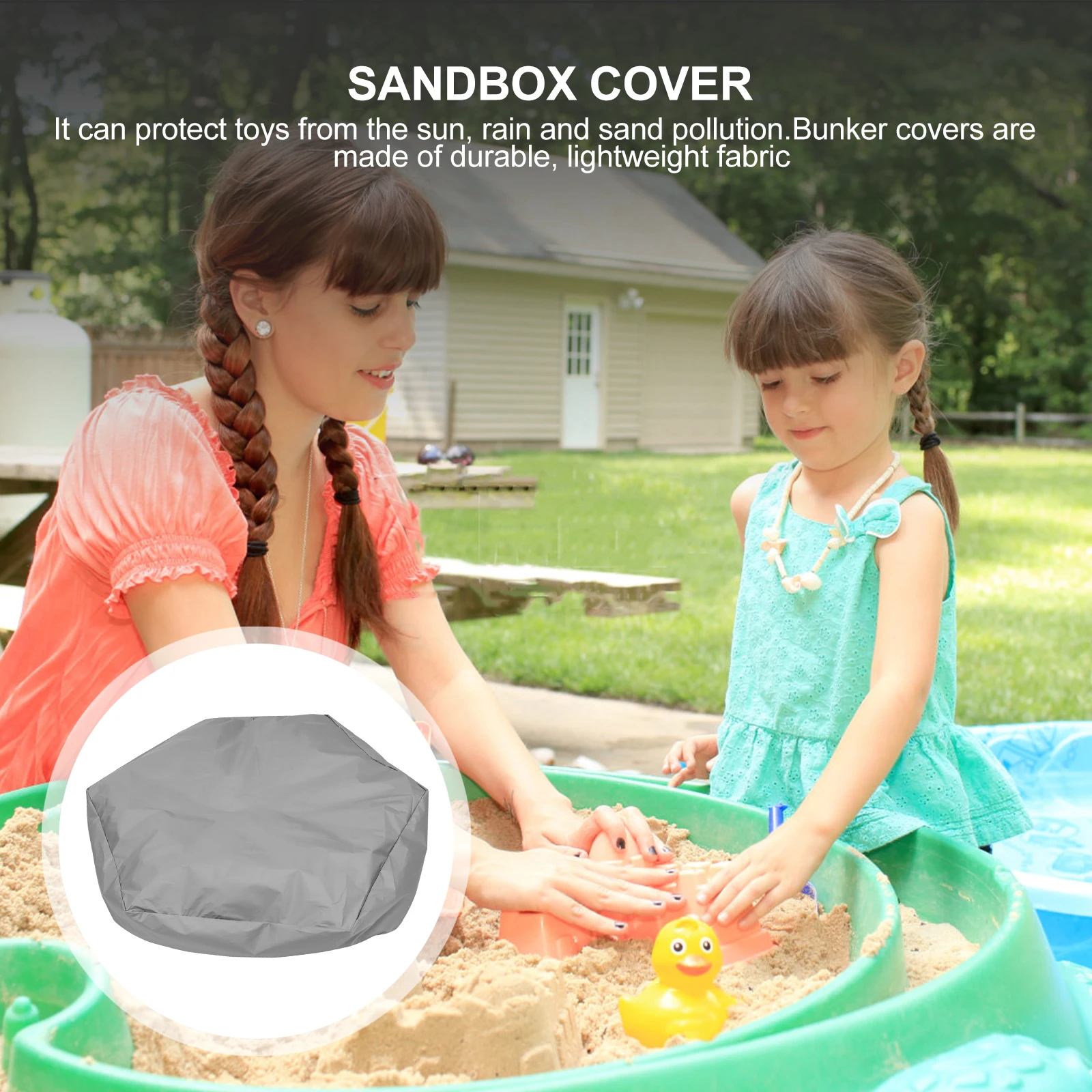 

1 pc Children Toys Sandbox Cover 140x110x20cm Grey Multi Oxford Cloth Waterproof Dustproof Protective Garden Yard Spa