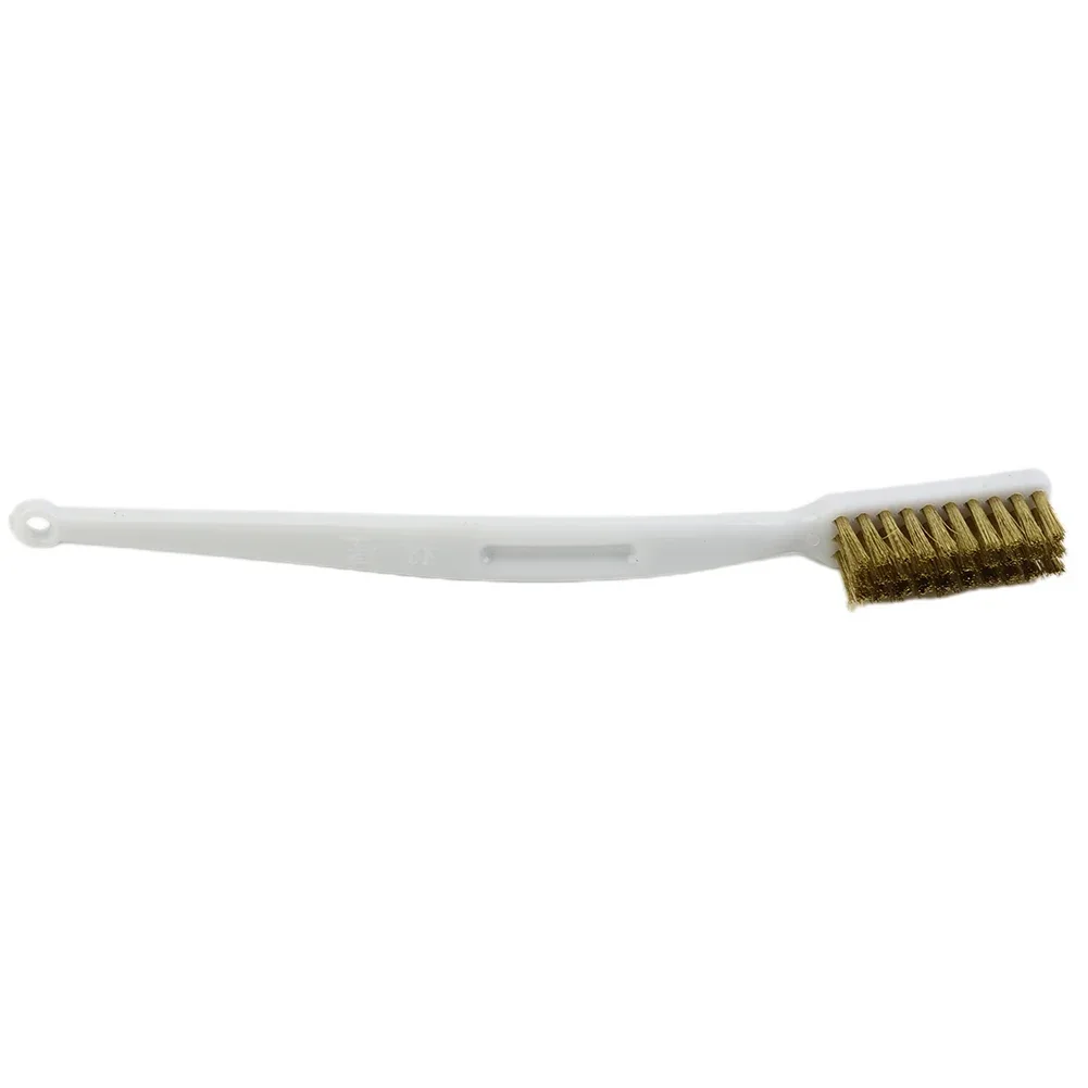 1Pc Brass Wire Clean Tooth Brush White Plastic Handle Copper Wire Nylon Industrial Carving Hand Rust Removal Tool