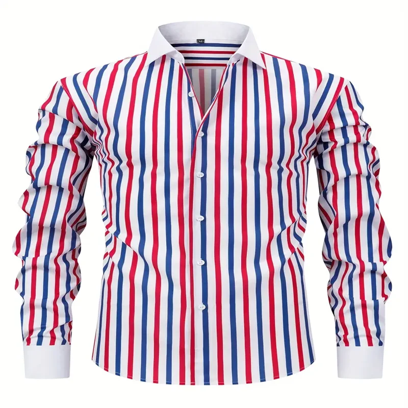 

2025 new digital printing stripes business casual fashion exquisite tailoring regular version breathable and comfortable fabric