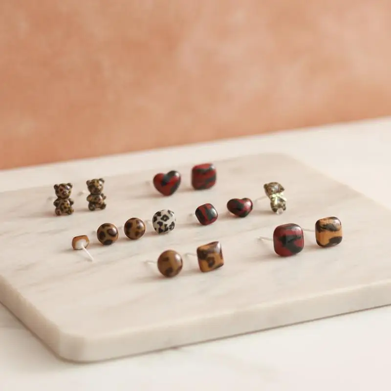 New 1 Pair No Allergy Bioceramic Bar Stud Earrings Hypoallergenic Safe for Sensitive Ears Travel Wear Small Jewelry Gift