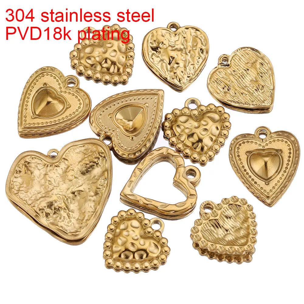 5pcs Stainless Steel Charms Love Hollow Heart Frame Metal Charm for Necklaces Jewelry Earrings Making Supplies Craft Wholesale